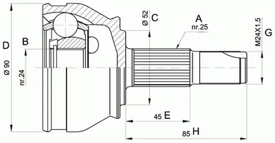 Шарнирный комплект, приводной вал SPIN OPEN PARTS купить