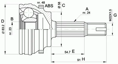 Шарнирный комплект, приводной вал SPIN OPEN PARTS купить