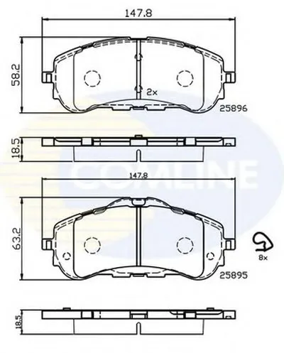 Комплект тормозных колодок, дисковый тормоз Comline COMLINE купить
