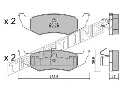 Комплект тормозных колодок, дисковый тормоз TRUSTING купить