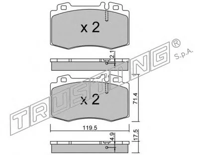 Комплект тормозных колодок, дисковый тормоз TRUSTING купить