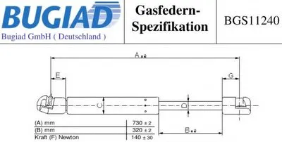 Газовая пружина, капот BUGIAD купить