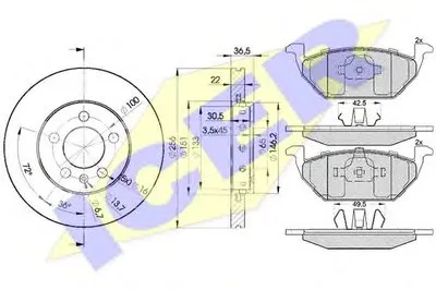 Комплект тормозов, дисковый тормозной механизм ICER купить