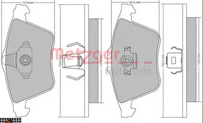 Комплект тормозных колодок, дисковый тормоз METZGER купить