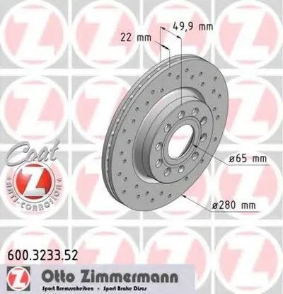 Тормозной диск SPORT BRAKE DISC COAT Z ZIMMERMANN купить
