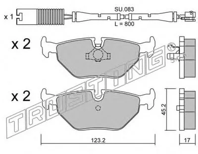 Комплект тормозных колодок, дисковый тормоз TRUSTING купить