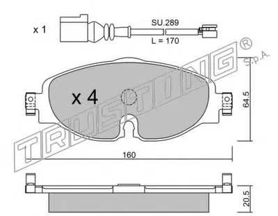 Комплект тормозных колодок, дисковый тормоз TRUSTING купить