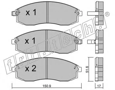 Комплект тормозных колодок, дисковый тормоз fri.tech. купить