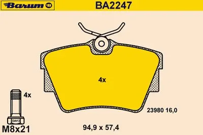 Комплект тормозных колодок, дисковый тормоз BARUM купить
