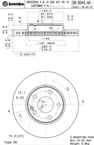 Тормозной диск COATED DISC LINE BREMBO купить