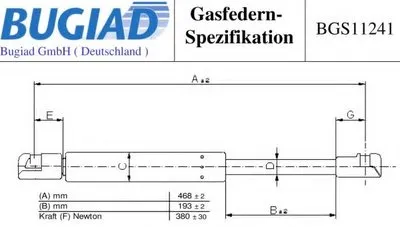 Газовая пружина, крышка багажник BUGIAD купить