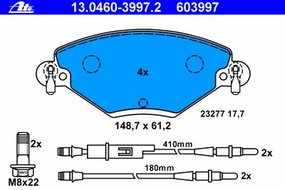 Комплект тормозных колодок, дисковый тормоз ATE купить