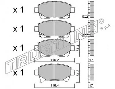 Комплект тормозных колодок, дисковый тормоз TRUSTING купить