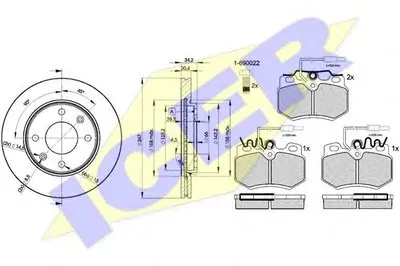 Комплект тормозов, дисковый тормозной механизм ICER купить