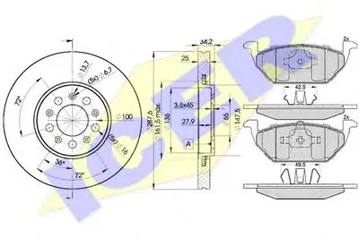 Комплект тормозов, дисковый тормозной механизм ICER купить