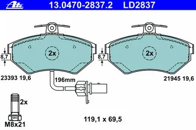 Комплект тормозных колодок, дисковый тормоз ATE Ceramic ATE купить
