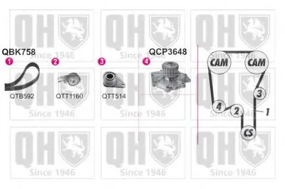 Водяной насос + комплект зубчатого ремня QUINTON HAZELL купить