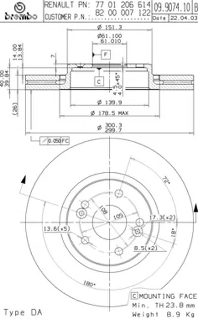 Тормозной диск COATED DISC LINE BREMBO купить