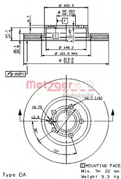 Тормозной диск HIGH CARBON / AP METZGER купить