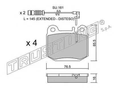 Комплект тормозных колодок, дисковый тормоз TRUSTING купить