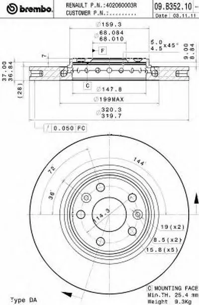 Тормозной диск COATED DISC LINE BREMBO купить
