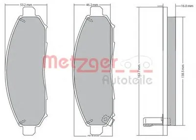 Комплект тормозных колодок, дисковый тормоз METZGER купить