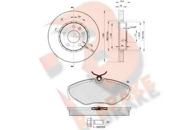 Комплект тормозов, дисковый тормозной механизм R BRAKE купить