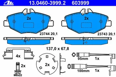 Комплект тормозных колодок, дисковый тормоз ATE купить