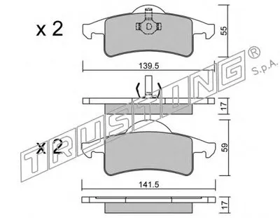 Комплект тормозных колодок, дисковый тормоз TRUSTING купить
