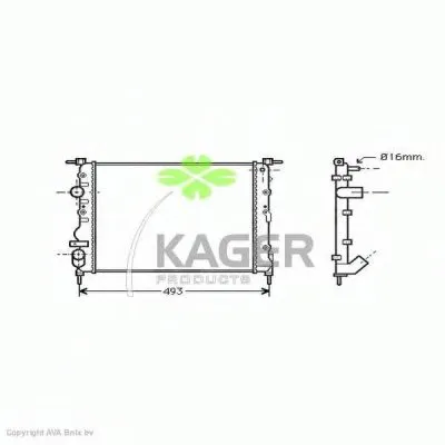 Радиатор, охлаждение двигателя KAGER купить