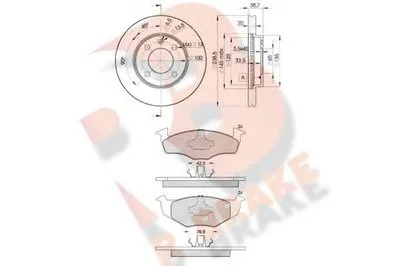 Комплект тормозов, дисковый тормозной механизм R BRAKE купить