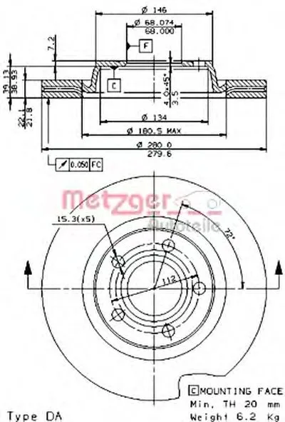 Тормозной диск HIGH CARBON / AP METZGER купить