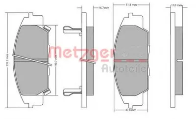 Комплект тормозных колодок, дисковый тормоз METZGER купить