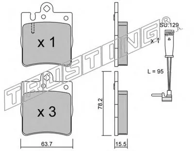 Комплект тормозных колодок, дисковый тормоз TRUSTING купить
