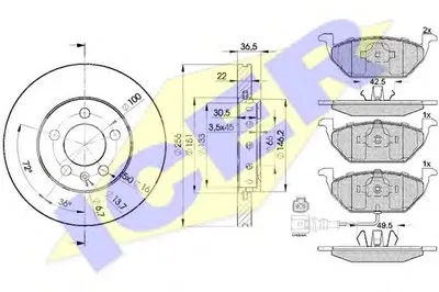 Комплект тормозов, дисковый тормозной механизм ICER купить