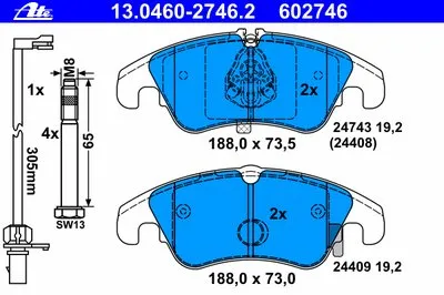 Комплект тормозных колодок, дисковый тормоз ATE купить