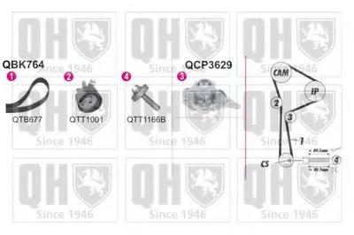 Водяной насос + комплект зубчатого ремня QUINTON HAZELL купить