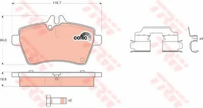 Комплект тормозных колодок, дисковый тормоз COTEC TRW купить