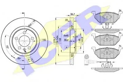 Комплект тормозов, дисковый тормозной механизм ICER купить