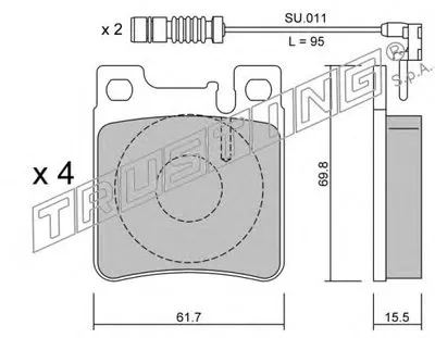Комплект тормозных колодок, дисковый тормоз TRUSTING купить