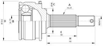 Шарнирный комплект, приводной вал SPIN OPEN PARTS купить