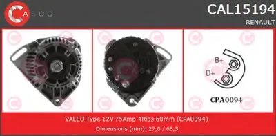 Генератор GENUINE SERIES CASCO купить