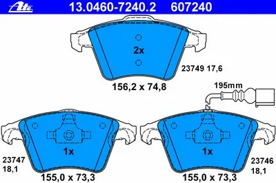 Комплект тормозных колодок, дисковый тормоз ATE купить