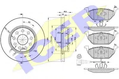 Комплект тормозов, дисковый тормозной механизм ICER купить