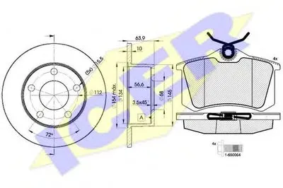 Комплект тормозов, дисковый тормозной механизм ICER купить