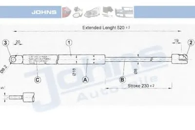 Газовая пружина, крышка багажник JOHNS купить