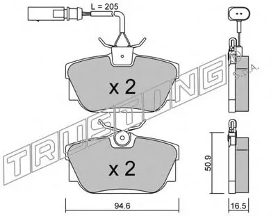 Комплект тормозных колодок, дисковый тормоз TRUSTING купить