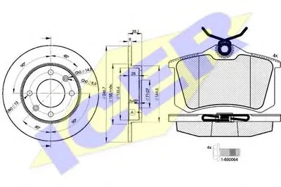Комплект тормозов, дисковый тормозной механизм ICER купить