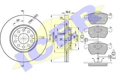 Комплект тормозов, дисковый тормозной механизм ICER купить