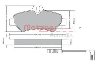 Комплект тормозных колодок, дисковый тормоз METZGER купить